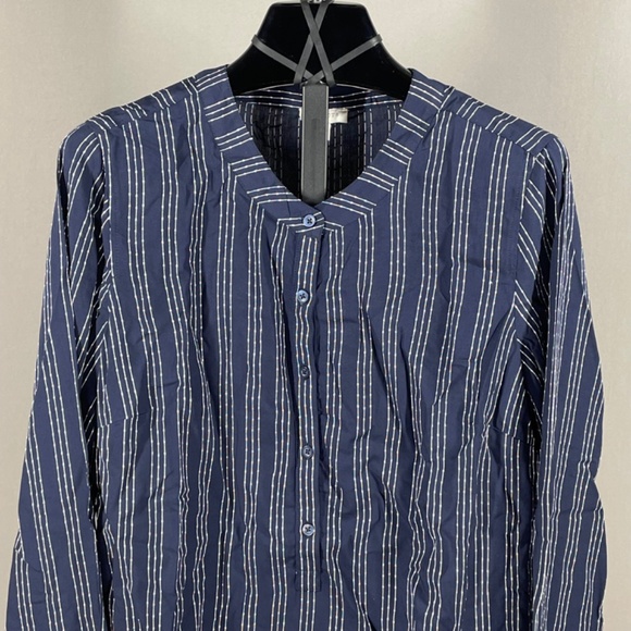 NEW Talbots Shirt Womens Small blue white stripe henley button up casual classic - Picture 2 of 9